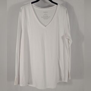 Torrid Classic Fit White Long Sleeve V-Neck Top Size 2XL